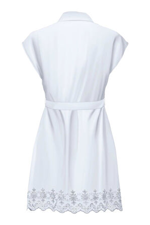 ONLLOU LIFE EMB S/S SHIRT DRESS PTM BEYAZ