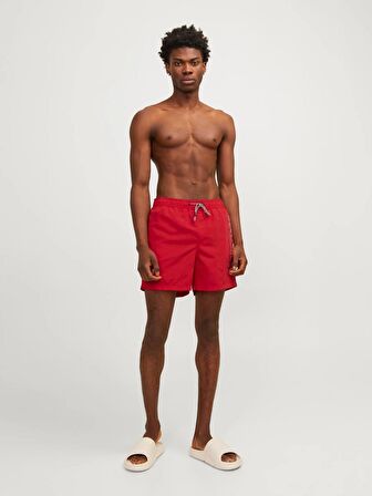 Jack&Jones Regular Fit Yazılı Kırmızı Erkek Deniz Şortu 12253118