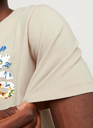 Jack & Jones Yuvarlak Yaka Krem Erkek T-Shirt JJEJEFF CORP LOGO TEE SS O-NECK SN