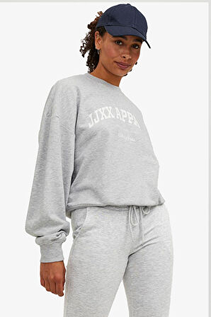 JJXX Jxriley Reg Ls Kadın Gri Sweatshirt 12248650-LightGreyMelange