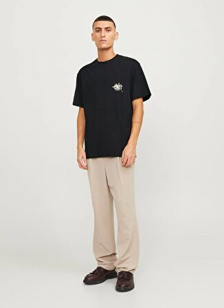 Jack & Jones Bisiklet Yaka Siyah Erkek T-Shirt JORLAFAYETTE FLOWER TEE SS CREW NEC