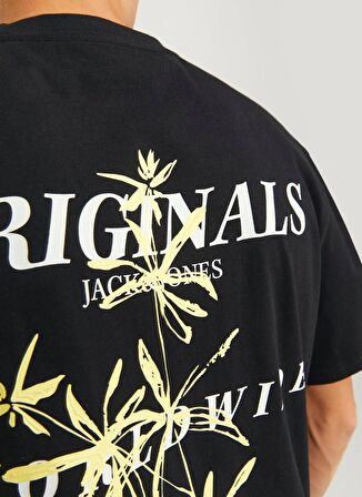 Jack & Jones Bisiklet Yaka Siyah Erkek T-Shirt JORLAFAYETTE FLOWER TEE SS CREW NEC