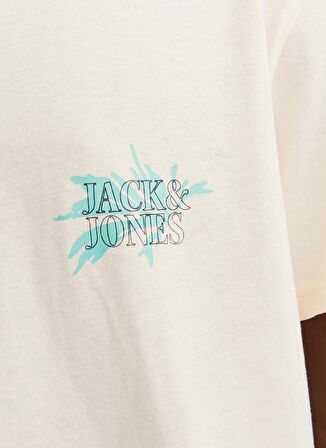 Jack & Jones Bisiklet Yaka Krem Erkek T-Shirt JORLAFAYETTE FLOWER TEE SS CREW NEC