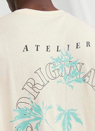 Jack & Jones Bisiklet Yaka Krem Erkek T-Shirt JORLAFAYETTE FLOWER TEE SS CREW NEC