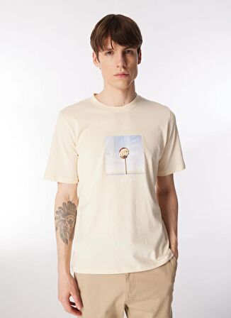 Jack & Jones Bisiklet Yaka Krem Erkek T-Shirt JORLAFAYETTE PHOTO TEE SS CREW NECK