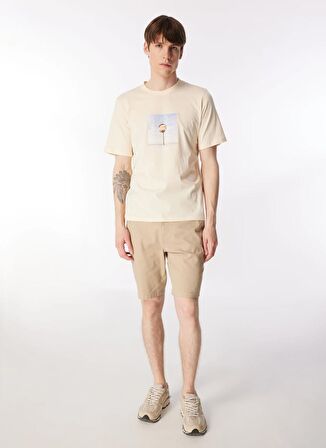 Jack & Jones Bisiklet Yaka Krem Erkek T-Shirt JORLAFAYETTE PHOTO TEE SS CREW NECK