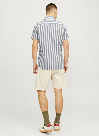 Jack & Jones Slim Fit Mavi Erkek Gömlek JJJOSHUA OXFORD STRIPE SHIRT SS
