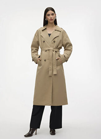 Vero Moda Krem Kadın Trençkot VMCHLOE LONG TRENCHCOAT GA NOOS