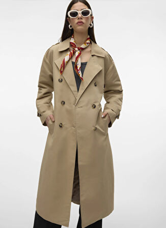 Vero Moda Krem Kadın Trençkot VMCHLOE LONG TRENCHCOAT GA NOOS