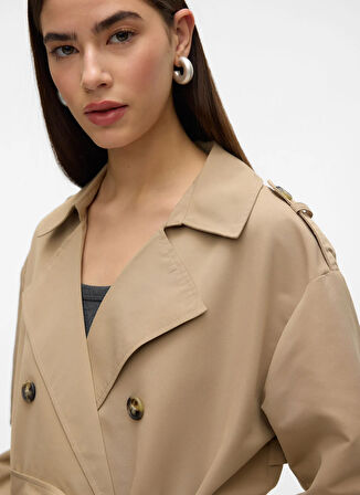 Vero Moda Krem Kadın Trençkot VMCHLOE LONG TRENCHCOAT GA NOOS