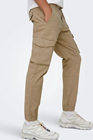 Only & Sons Erkek Onscarter Paçaları Lastikli Pamuklu Kargo Pantolon 22028434 Camel