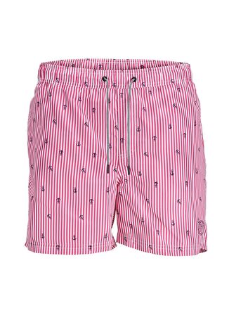 Jack & Jones Pembe Erkek Şort Mayo JPSTFIJI JJSWIM SMALL STRIPES LY SN