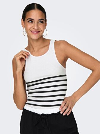 Only Kadın Çizgili Kolsuz T-shirt - 15318407