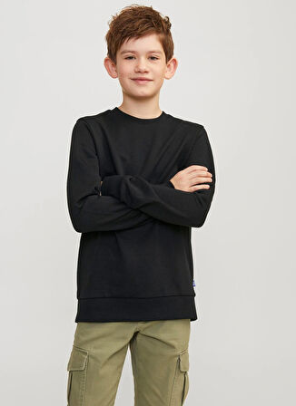 Jack & Jones Düz Erkek Genç  Siyah Sweatshırt 12250530