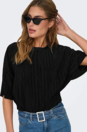 Only Kadın Onlravenna Bisiklet Yaka Kısa Kollu T-Shirt 15318506 Siyah