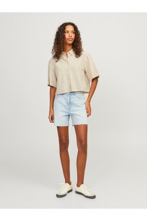 JXLULU  SS CROPPED LINEN BLEND SHIRT WVN Kadın Bej KK Gömlek - 12231335