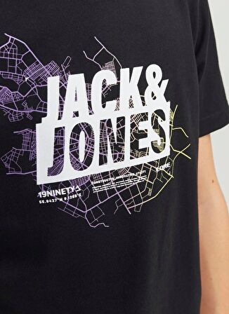 Jack & Jones Baskılı Siyah Erkek T-Shirt JCOMAP LOGO TEE SS CREW NECK JNR