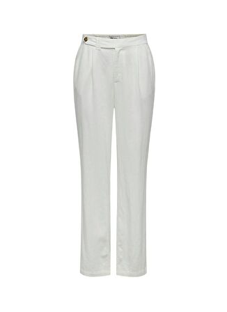 Only Yüksek Bel Rahat Beyaz Kadın Pantolon ONLCARO HW STR LINEN PANT CC TLR
