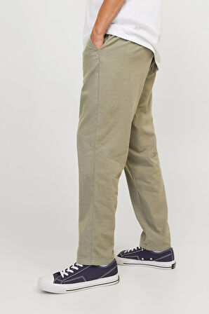 Jack & Jones Erkek Jpstace Beli Lastikli ve İp Bağlamalı Keten Pantolon 12229699 Haki