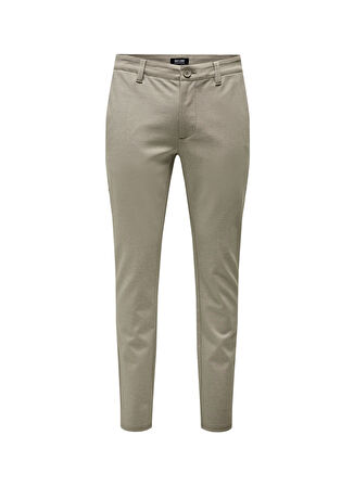 Only & Sons Yüksek Bel Dar Bej Erkek Chino Pantolon ONSMARK SLIM TAP 0