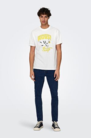 ONLY & SONS ONSLOGAN LIFE REG FUNNY SS TEE 22028178 BEYAZ