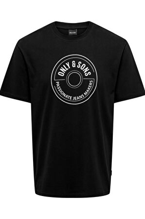 ONLY & SONS ONSLAMER LIFE REG LOGO SS TEE 22028168 SİYAH