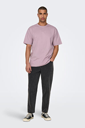 Only & Sons Erkek Onsfred Bisiklet Yaka Kısa Kollu %100 Pamuk T-Shirt 22022532 Lila