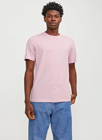 Jack & Jones Yuvarlak Yaka Pembe Erkek T-Shirt JJEORGANIC BASIC TEE SS O-NECK NOOS