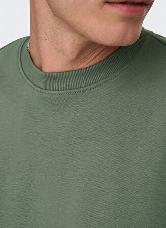 Only & Sons O Yaka Yeşil Erkek Sweatshırt ONSCONNOR LIFE REG CREW NECK SWEAT