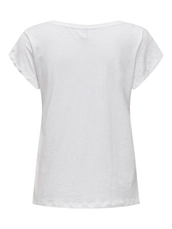 Only Kadın V-Yaka İşlemeli T-shirt - 15320529