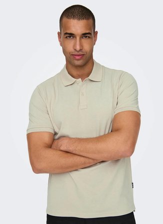 Only & Sons Düz Açık Bej Erkek Polo T-Shirt ONSTRAY SLIM SS POLO
