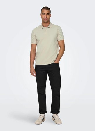 Only & Sons Düz Açık Bej Erkek Polo T-Shirt ONSTRAY SLIM SS POLO