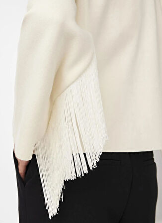 Yas O Yaka Rahat Düz Ekru Kazak Kadın YASFRINGA LS O-NECK KNIT PULLOVER S