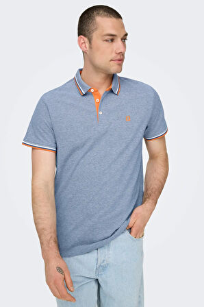 Only & Sons Erkek Onsfletcher Polo Yaka %100 Pamuk T-Shirt 22024827 Mavi