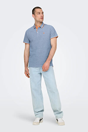 Only & Sons Erkek Onsfletcher Polo Yaka %100 Pamuk T-Shirt 22024827 Mavi