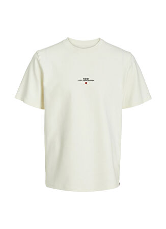 Jack & Jones Yuvarlak Yaka Kırık Beyaz Erkek T-Shirt RDDLUCA TEE S/S CREW NECK NOOS
