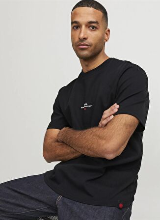 Jack & Jones Yuvarlak Yaka Siyah Erkek T-Shirt RDDLUCA TEE S/S CREW NECK NOOS