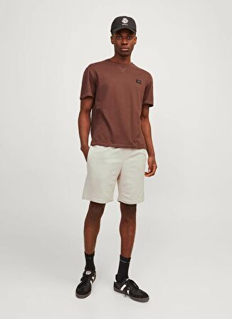 Jack & Jones Regular Fit Krem Erkek Sweat Şort JPSTGALE SWEAT SHORTS NAF