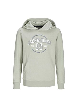 Jack & Jones Baskılı Erkek Yeşil Sweatshırt JJMINDS SWEAT HOOD JNR