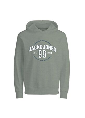 Jack & Jones Baskılı Erkek Yeşil Sweatshırt JJMINDS SWEAT HOOD JNR