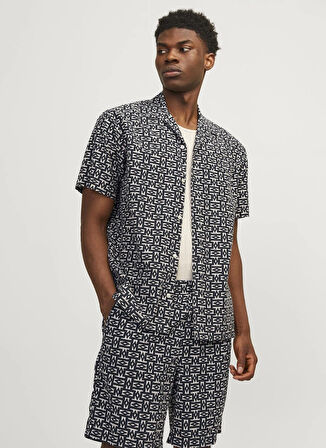 Jack & Jones Rahat Siyah Erkek Gömlek JORLUKE SEERSUCKER RESORT SHIRT SS