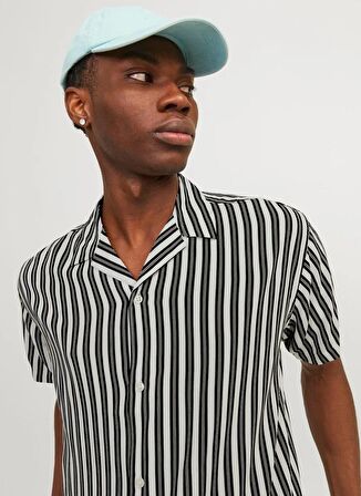 Jack & Jones Relaxed Siyah Erkek Gömlek JORLUKE CREPE RESORT STRIPE SHIRT S