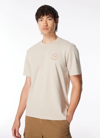 Only & Sons O Yaka Baskılı Açık Bej Erkek T-Shirt ONSMANUEL LIFE REG SS DESERT TEE