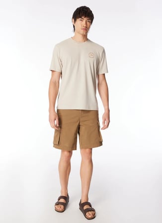 Only & Sons O Yaka Baskılı Açık Bej Erkek T-Shirt ONSMANUEL LIFE REG SS DESERT TEE