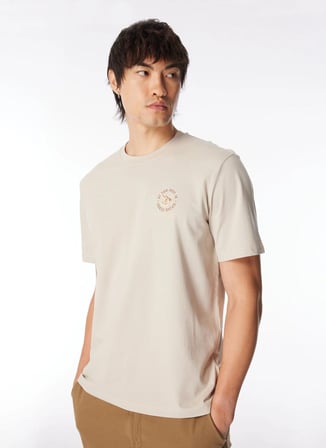 Only & Sons O Yaka Baskılı Açık Bej Erkek T-Shirt ONSMANUEL LIFE REG SS DESERT TEE
