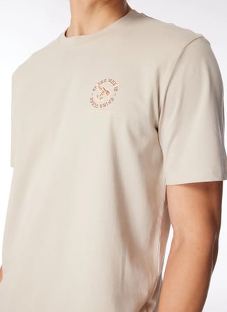 Only & Sons O Yaka Baskılı Açık Bej Erkek T-Shirt ONSMANUEL LIFE REG SS DESERT TEE