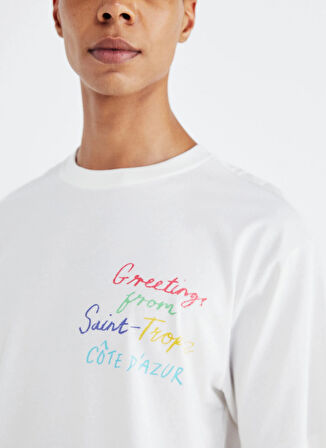 Only & Sons O Yaka Baskılı Beyaz Erkek T-Shirt ONSMANI LIFE RLX HIDEOUT SS TEE