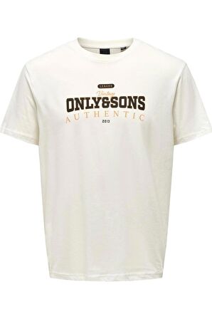 ONLY & SONS ONSMAX LIFE LOGO SS TEE 22029434 P. BEYAZ