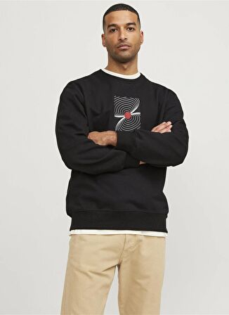 Jack & Jones Bisiklet Yaka Siyah Erkek Sweatshırt 12253391_RDDWILLIE SWEAT CREW NECK