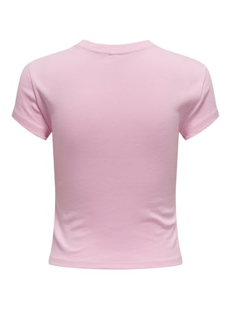 ONLELINA S/S O-NECK SHORT TOP JRS NOOS Kadın Pembe Bluz - 15320229